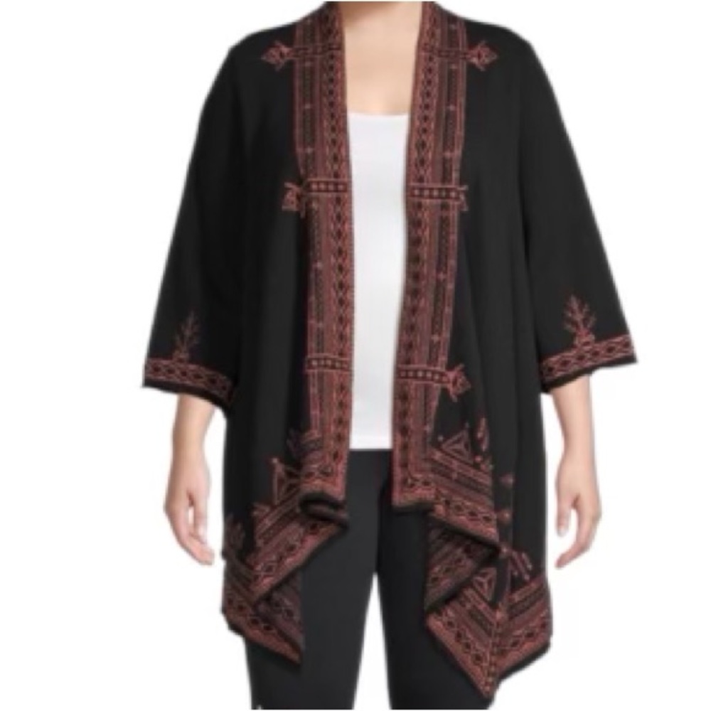 NWT Johnny Was eyal embroidered knit draped cardigan - Picture 1 of 12